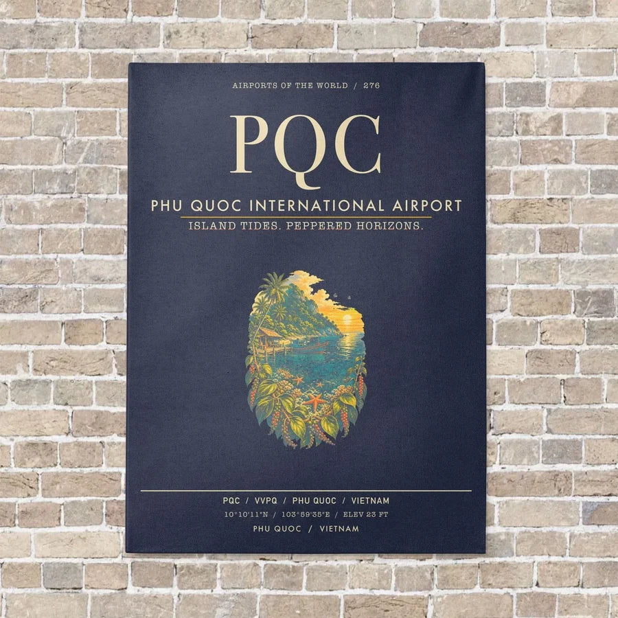 Phu Quoc International Airport PQC - Canvas Framed - Navy Blue