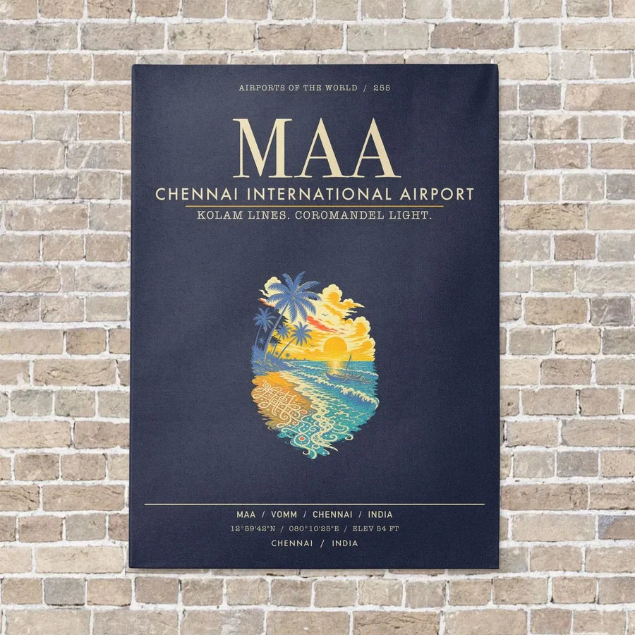 Chennai International Airport MAA - Canvas Framed - Navy Blue