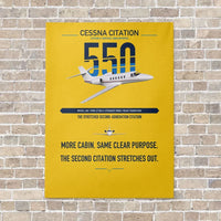 Thumbnail for Cessna Citation 550 - Citation II vertical canvas print - no frame - yellow background