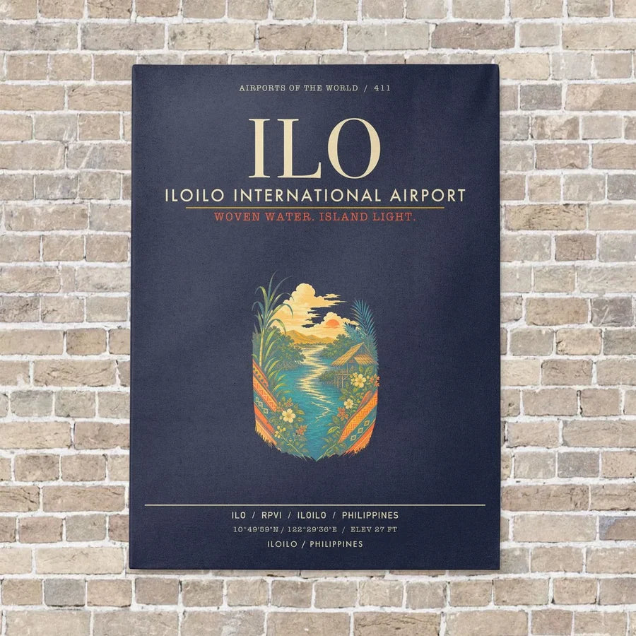 Iloilo International Airport ILO - Canvas Framed - Navy Blue