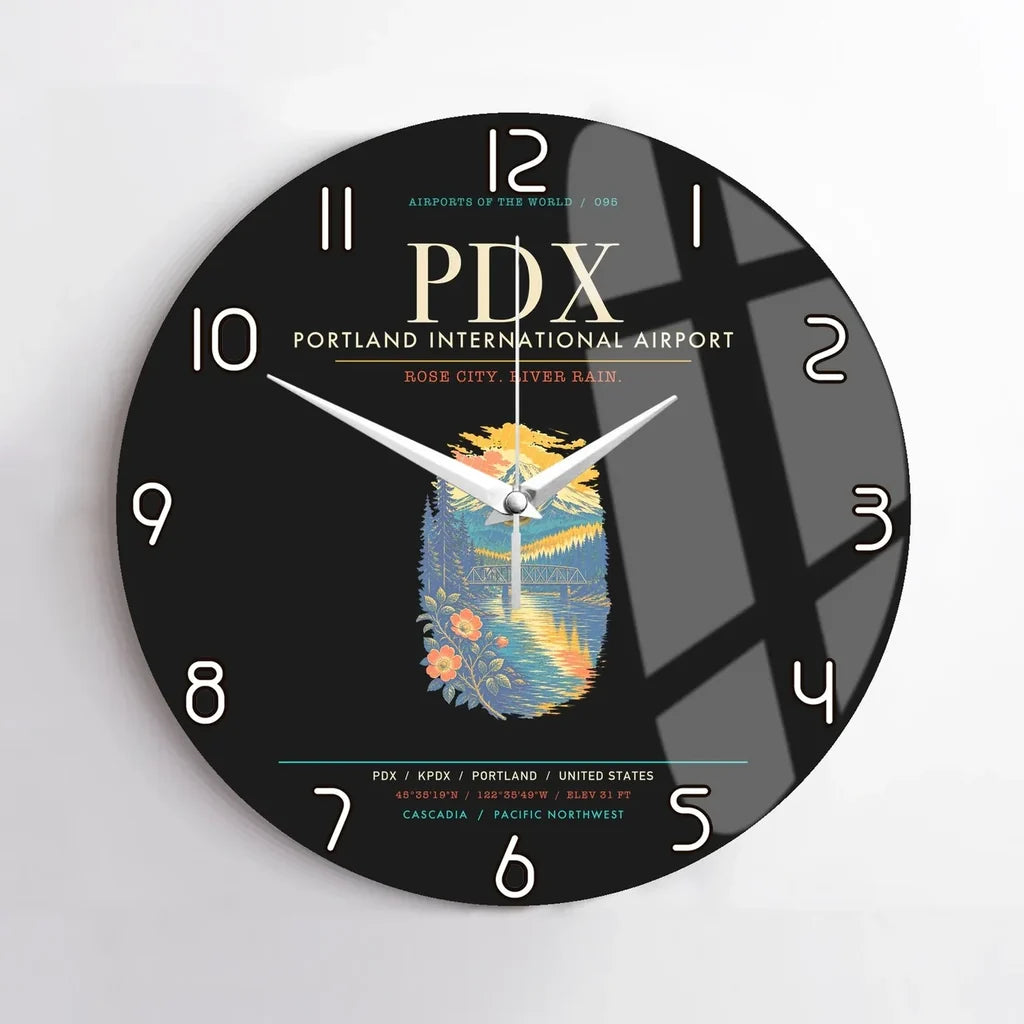 Portland International Airport PDX Wall-Clock No-Frame - Black