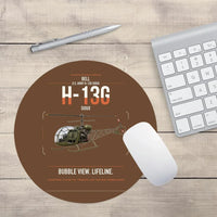 Thumbnail for Bell H-13G Sioux design on brown round mouse pad