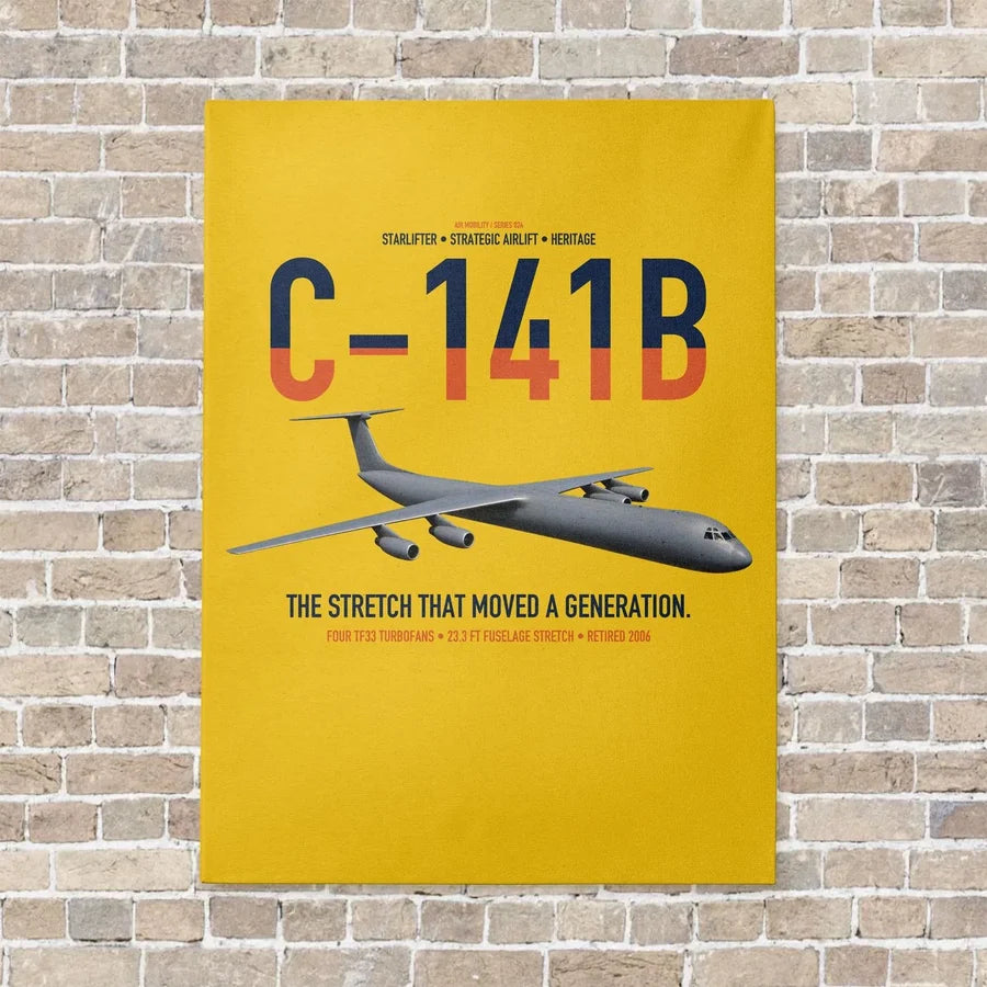 C-141B Starlifter vertical canvas print - no frame - yellow background