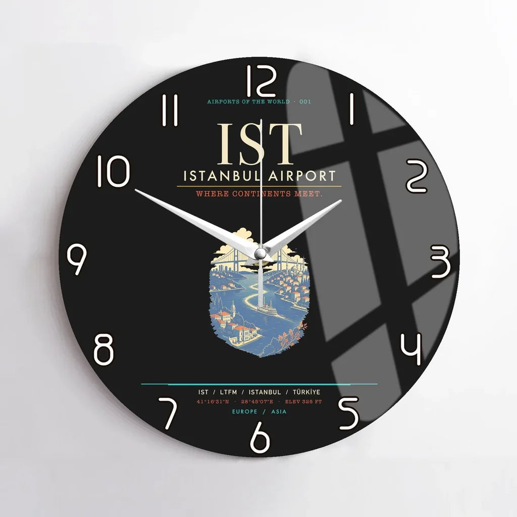 Istanbul Airport IST Wall-Clock No-Frame - Black
