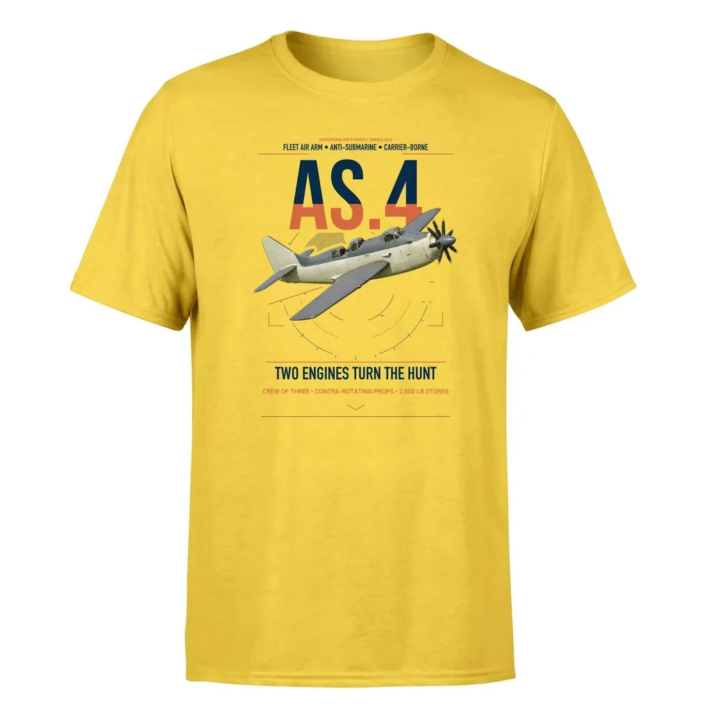 Fairey Gannet AS.4 design on yellow t-shirt, single-side print
