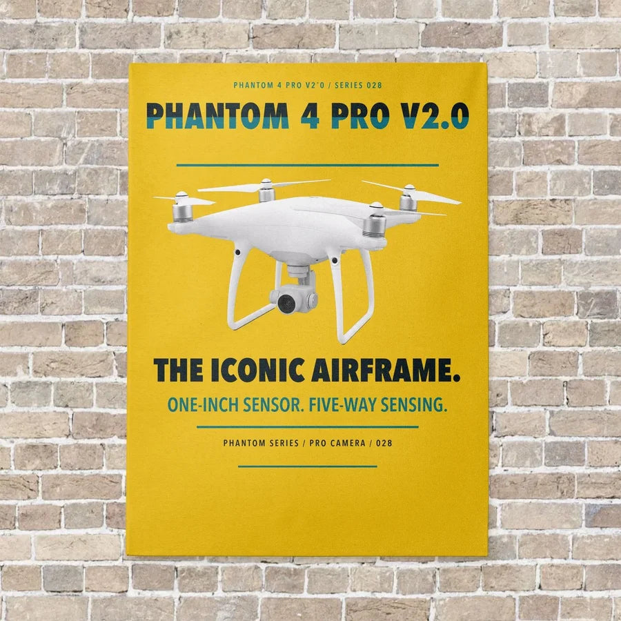 DJI Phantom 4 Pro V2.0 vertical canvas print - no frame - yellow background