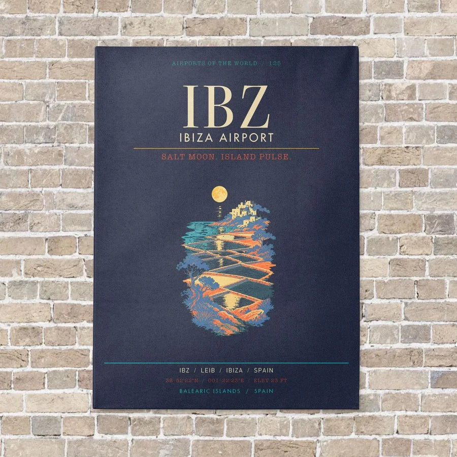 Ibiza Airport IBZ - Canvas Framed - Navy Blue