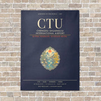 Thumbnail for Chengdu Shuangliu International Airport CTU - Canvas Framed - Navy Blue