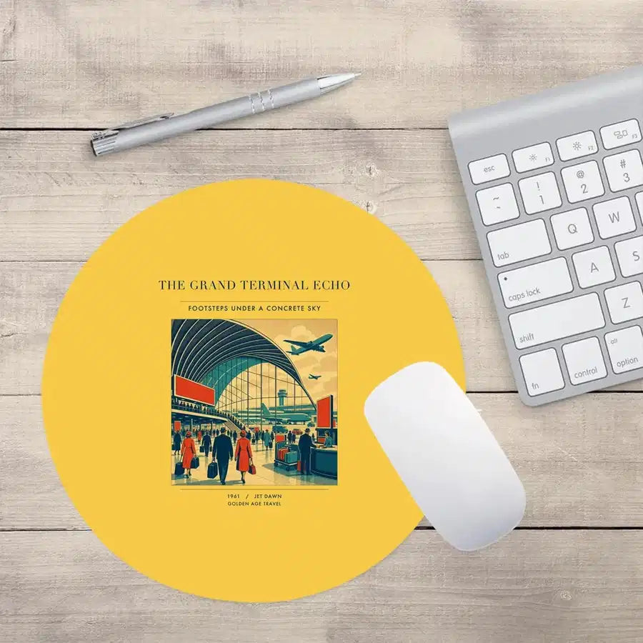 VINTAGE G4300 - The Grand Terminal Echo - Designed Mouse Pads design on yellow round