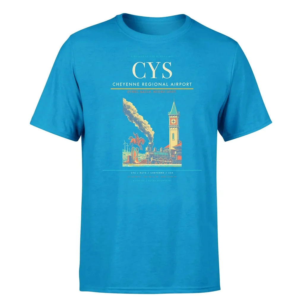 Cheyenne Regional Airport (CYS) T-Shirt single-side front print in Turquoise | cheyenne-regional-airport-cys-double-side-t-shirt