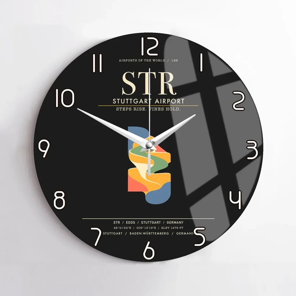Stuttgart Airport STR Wall-Clock No-Frame - Black
