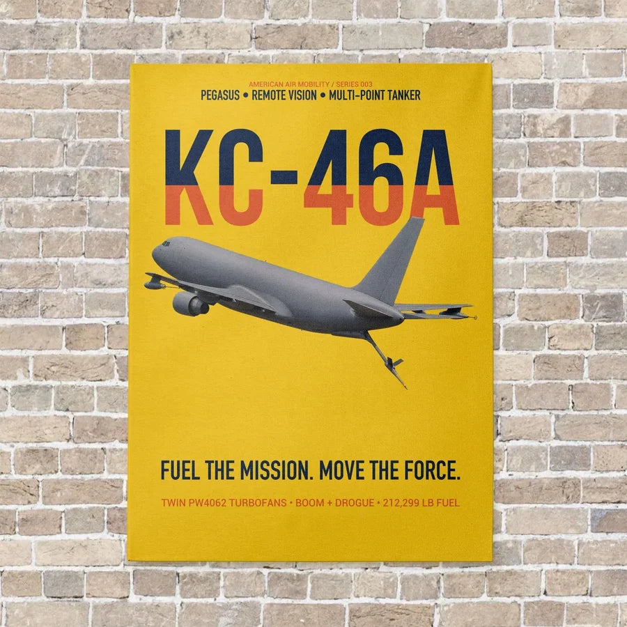 KC-46A PEGASUS vertical canvas print - no frame - yellow background