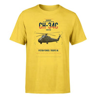 Thumbnail for Sikorsky CH-34C Choctaw design on yellow t-shirt, single-side print