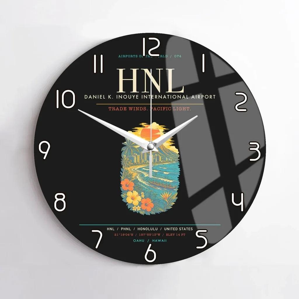 Honolulu Daniel K. Inouye International Airport HNL Wall-Clock No-Frame - Black