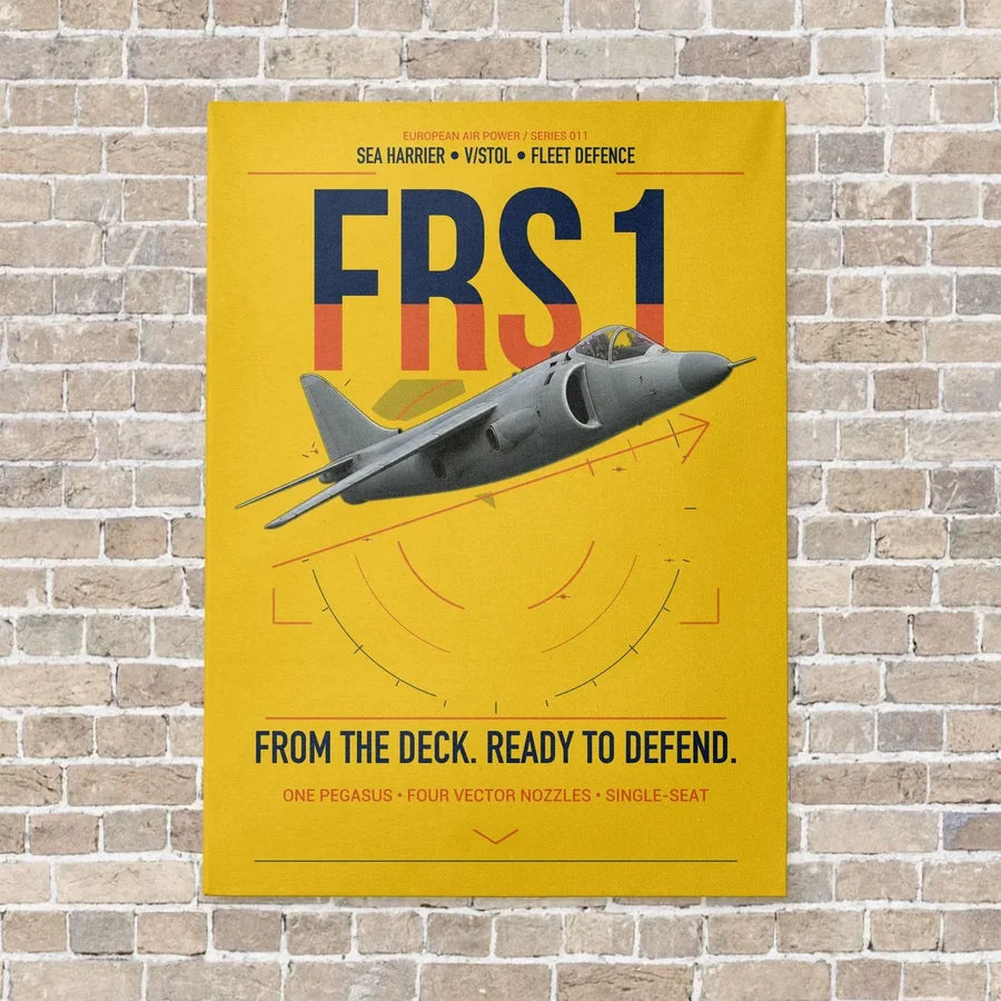 British Aerospace Sea Harrier FRS.1 vertical canvas print - no frame - yellow background