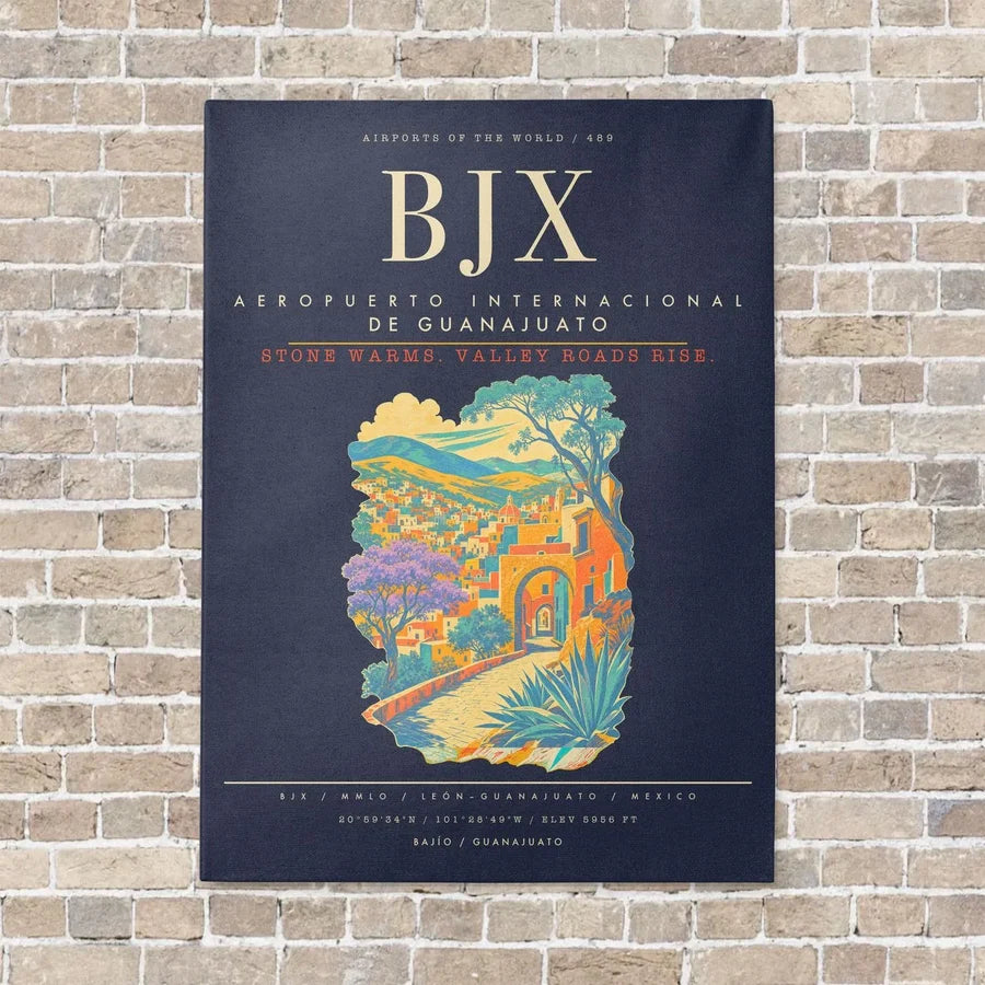 Aeropuerto Internacional de Guanajuato BJX - Canvas Framed - Navy Blue