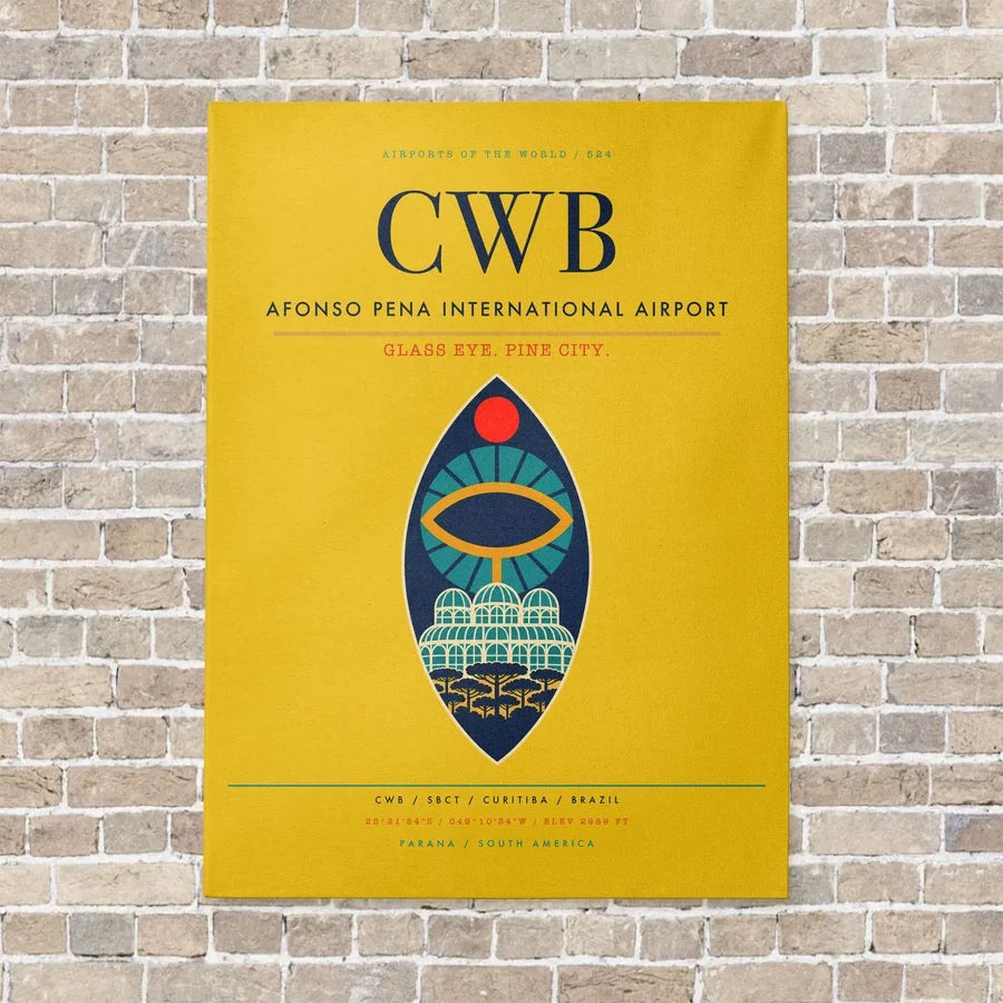 Afonso Pena International Airport CWB vertical canvas print - no frame - yellow background