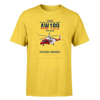 Thumbnail for Leonardo AW189 design on yellow t-shirt, single-side print