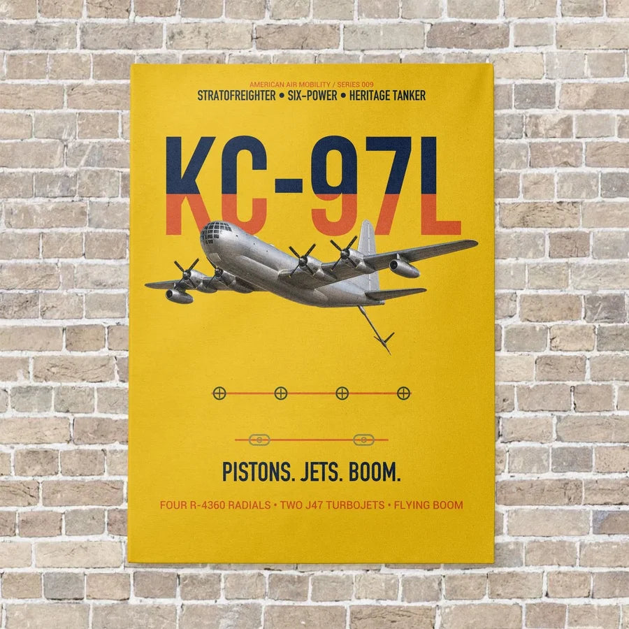 KC-97L STRATOFREIGHTER vertical canvas print - no frame - yellow background