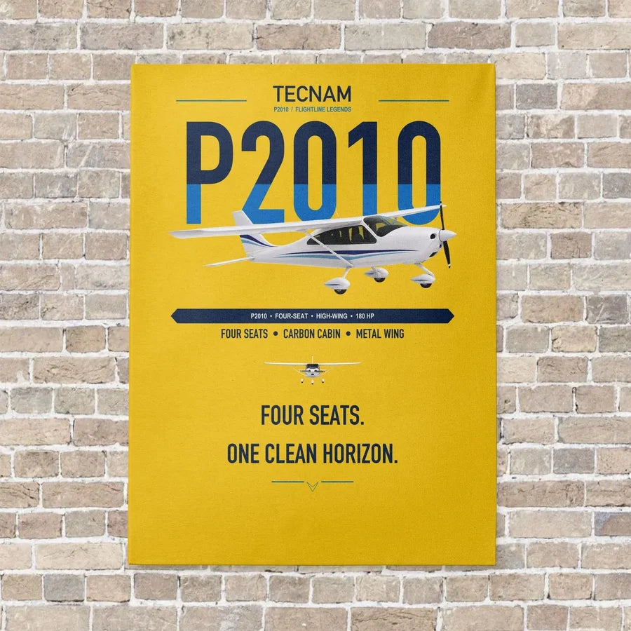 Tecnam P2010 vertical canvas print - no frame - yellow background