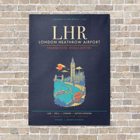 Thumbnail for London Heathrow Airport LHR - Canvas Framed - Navy Blue
