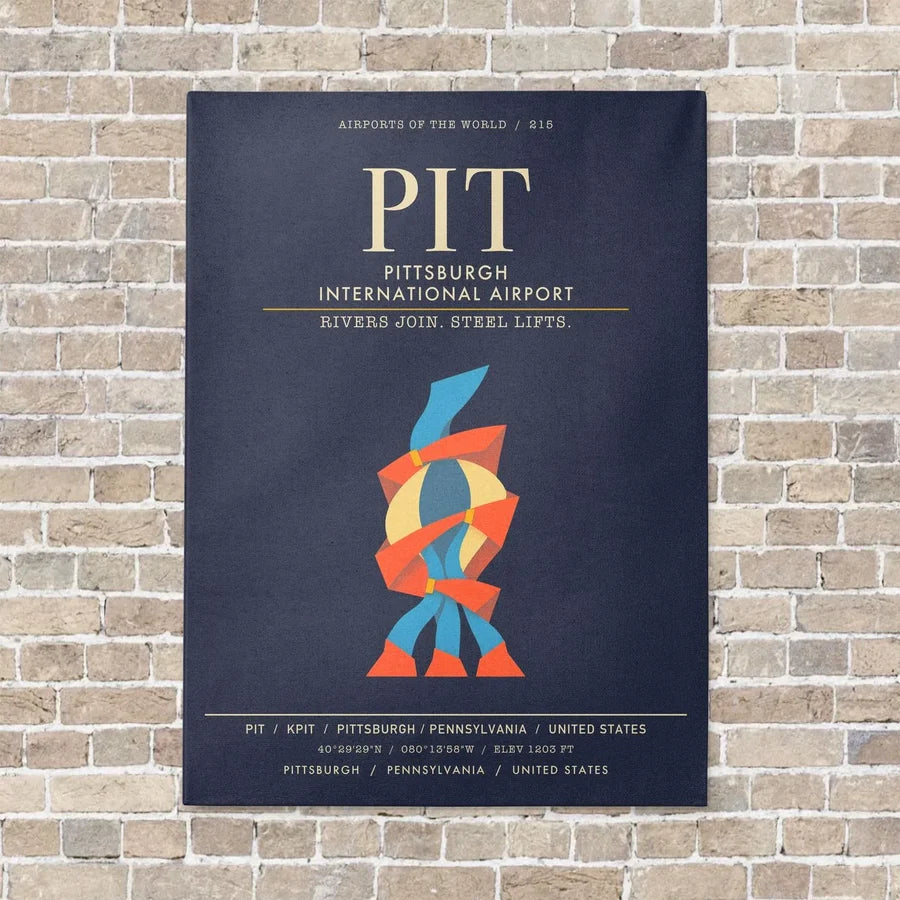 Pittsburgh International Airport PIT - Canvas Framed - Navy Blue