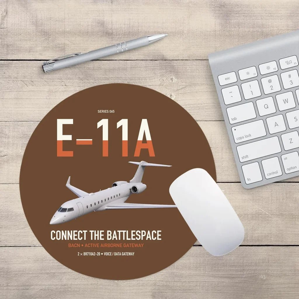 E-11A BACN design on brown round mouse pad