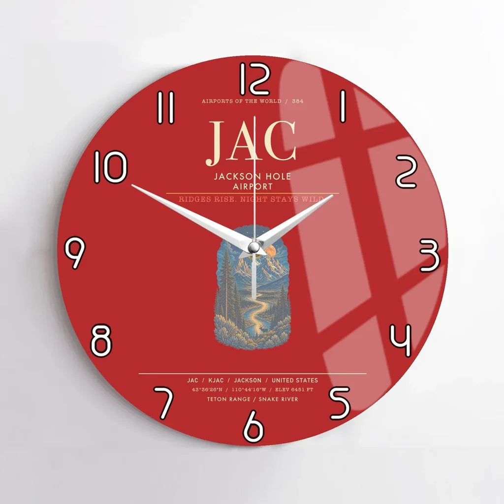 Jackson Hole Airport JAC Wall-Clock No-Frame - Red