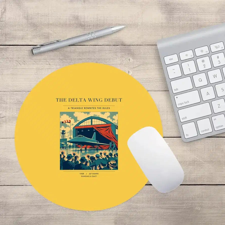 VINTAGE G4460 - The Delta Wing Debut - Designed Mouse Pads design on yellow round