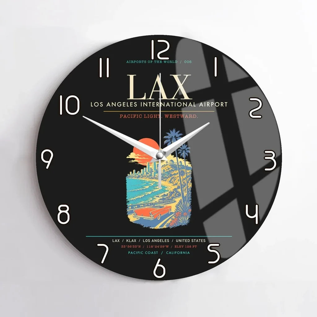 Los Angeles International Airport LAX Wall-Clock No-Frame - Black