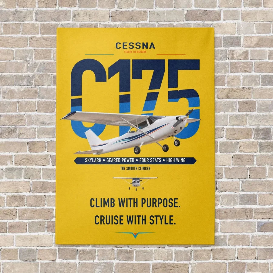 Cessna 175 Skylark vertical canvas print - no frame - yellow background