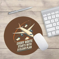 Thumbnail for Every Route Starts With A Clear Plan design on brown round mouse pad