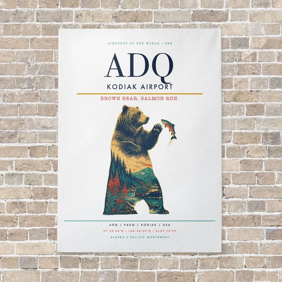 Kodiak Airport ADQ - Canvas No Frame - White