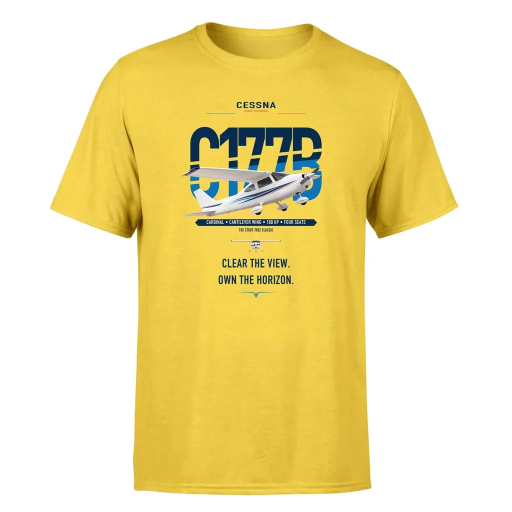Cessna 177B Cardinal design on yellow t-shirt, single-side print