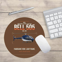 Thumbnail for Bell 505 design on brown round mouse pad