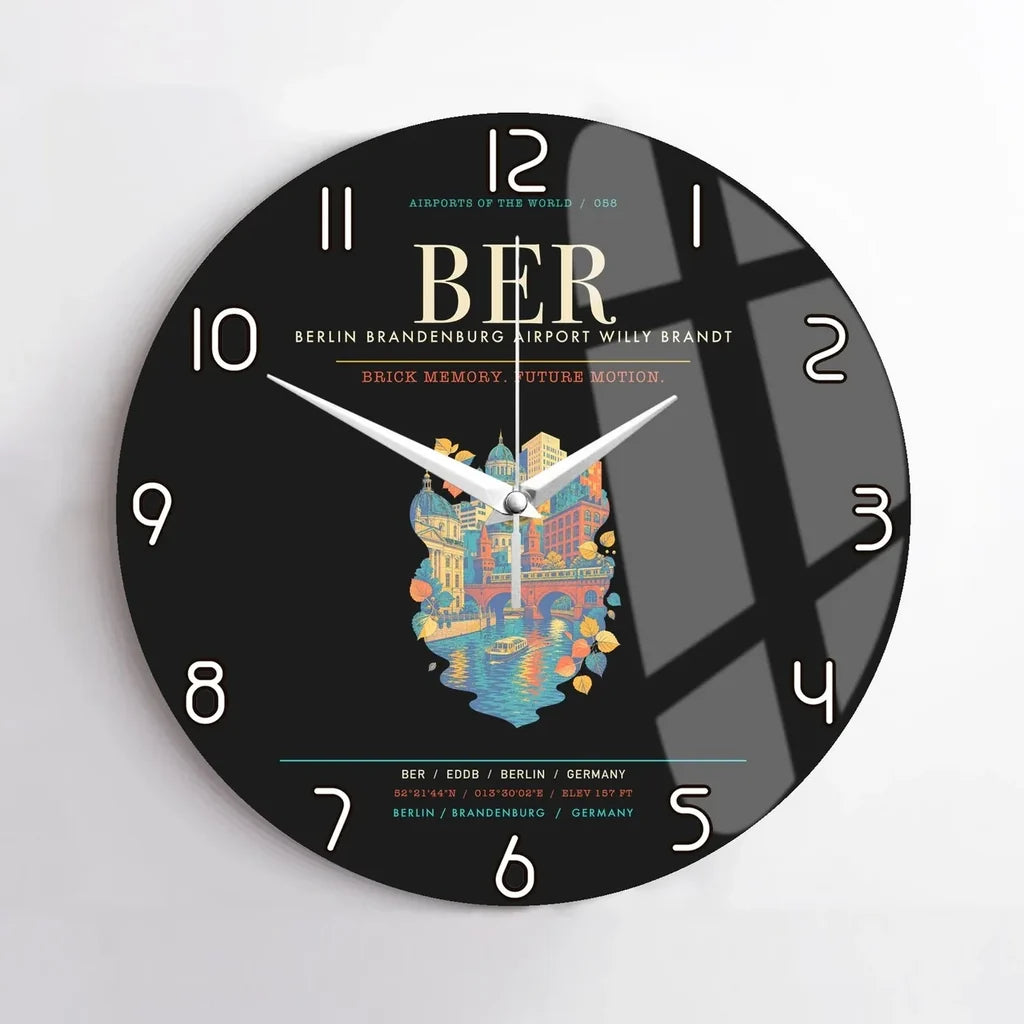 Berlin Brandenburg Airport Willy Brandt BER Wall-Clock No-Frame - Black