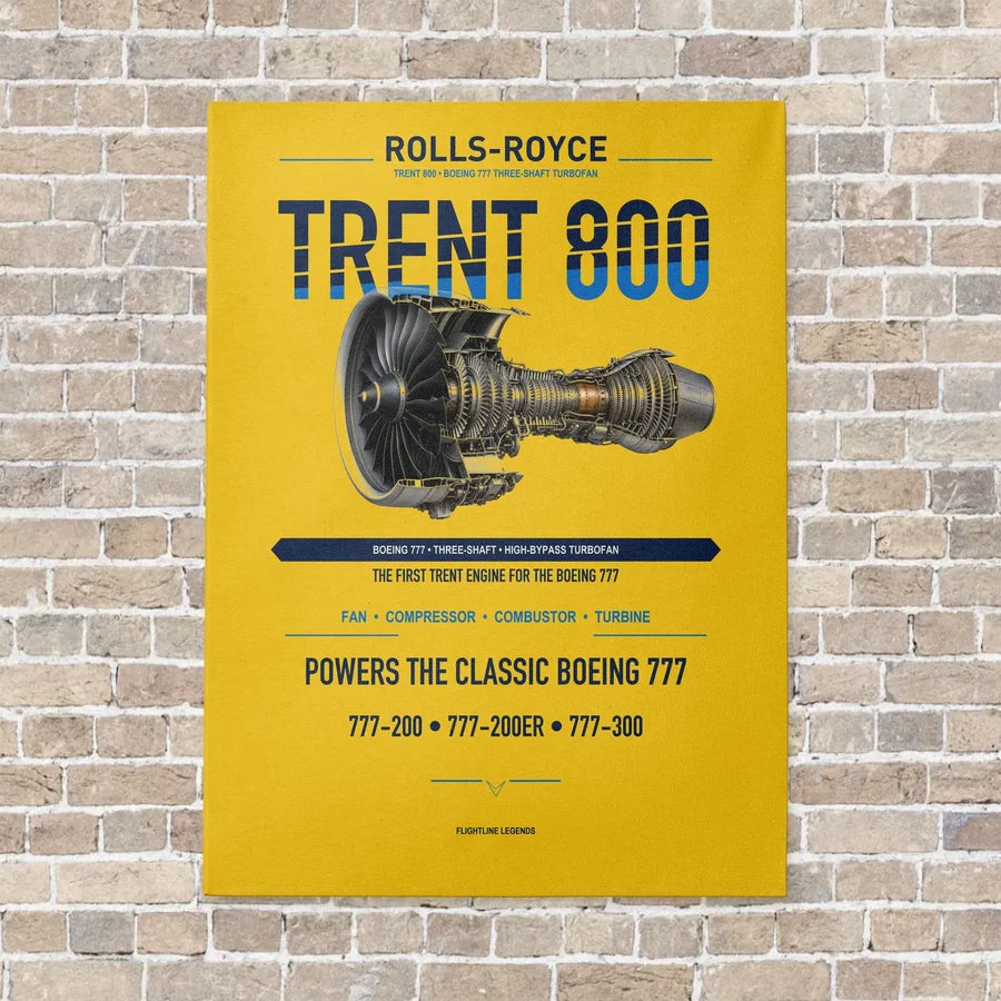 TRENT 800 vertical canvas print - no frame - yellow background