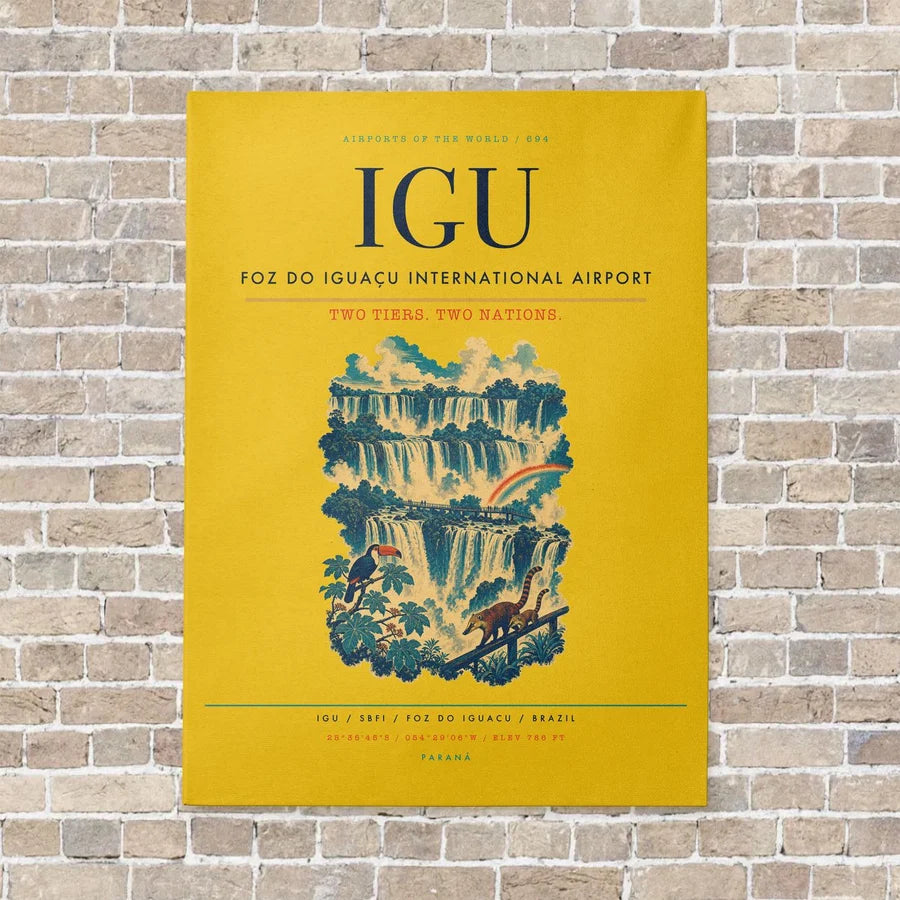 Foz do Iguaçu International Airport IGU vertical canvas print - no frame - yellow background