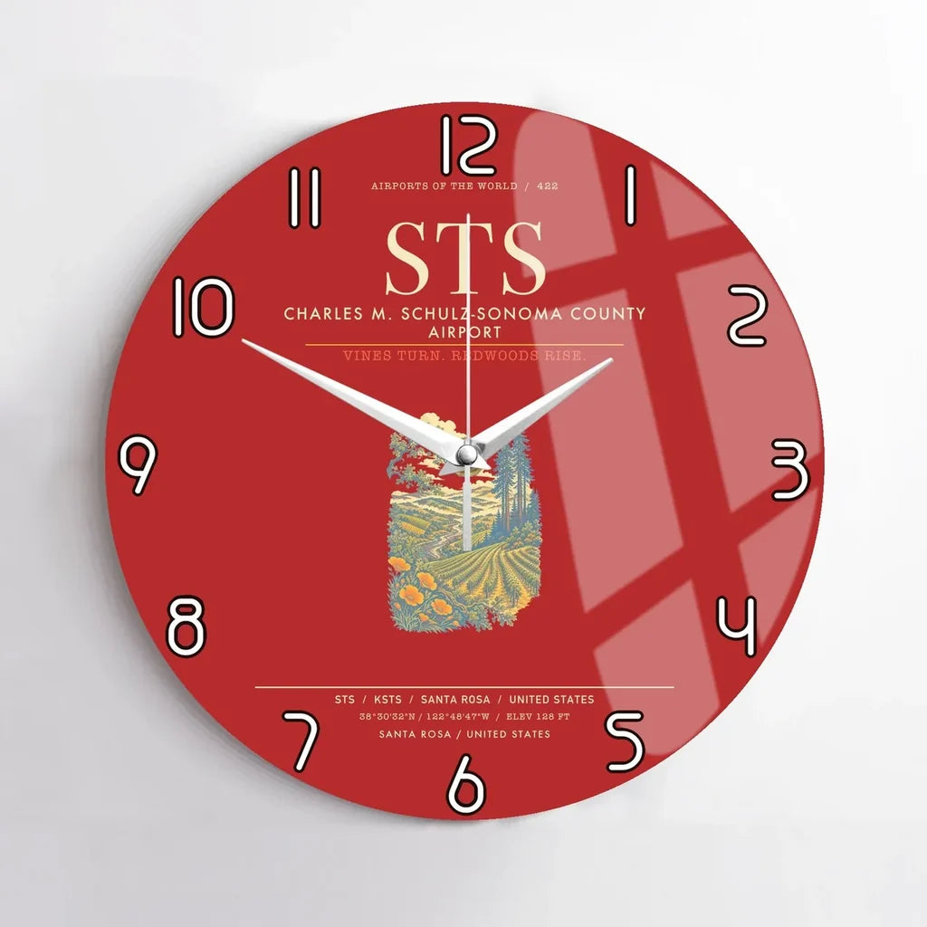 Charles M. SchulzSonoma County Airport Santa Rosa STS Wall-Clock No-Frame - Red