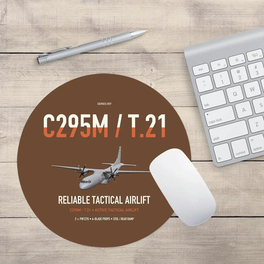 Airbus C295M T.21 design on brown round mouse pad