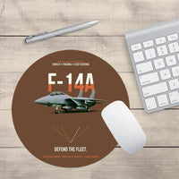 Thumbnail for F-14A Tomcat Defend The Fleet design on brown round mouse pad