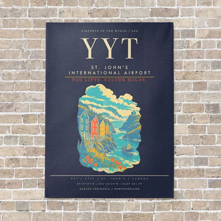 St. John's International Airport YYT - Canvas Framed - Navy Blue