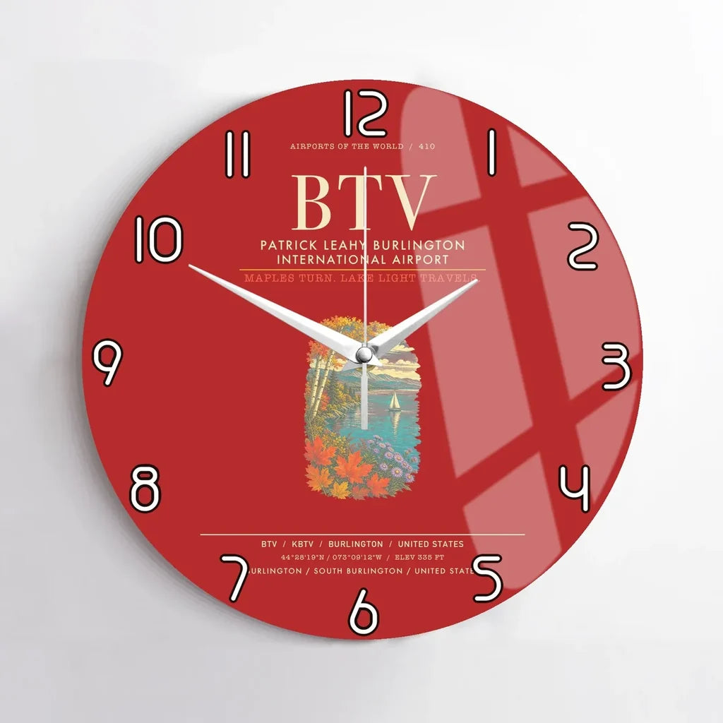 Patrick Leahy Burlington International Airport BTV Wall-Clock No-Frame - Red