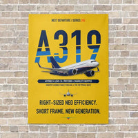 Thumbnail for Airbus A319neo vertical canvas print - no frame - yellow background