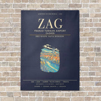Thumbnail for Franjo Tuman Airport Zagreb ZAG - Canvas Framed - Navy Blue