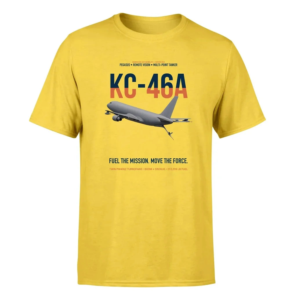 KC-46A PEGASUS design on yellow double-side t-shirt, single-side print