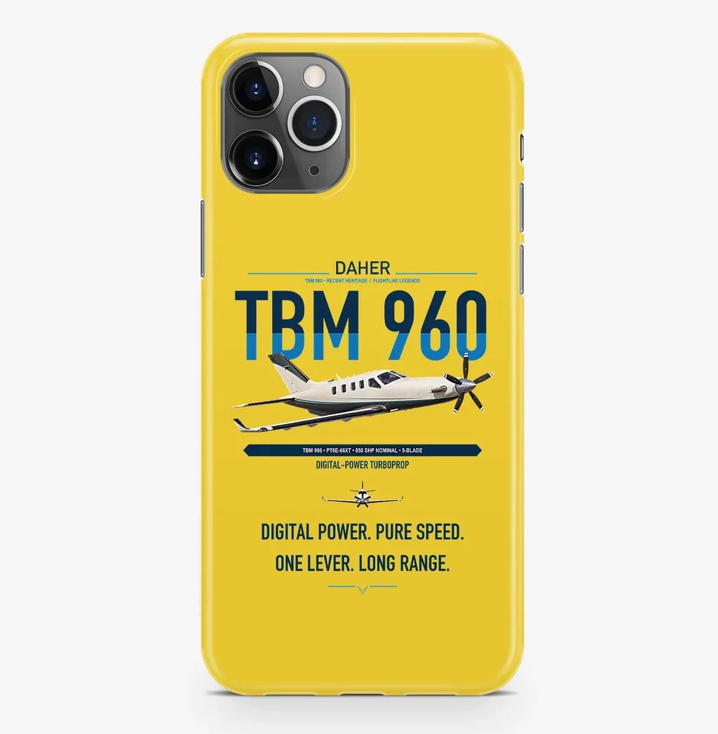Daher TBM 960 design on yellow magsafe iphone case, for iPhone Pro Max