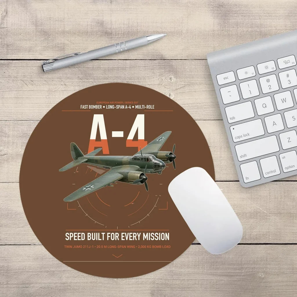 Junkers Ju 88A-4 design on brown round mouse pad