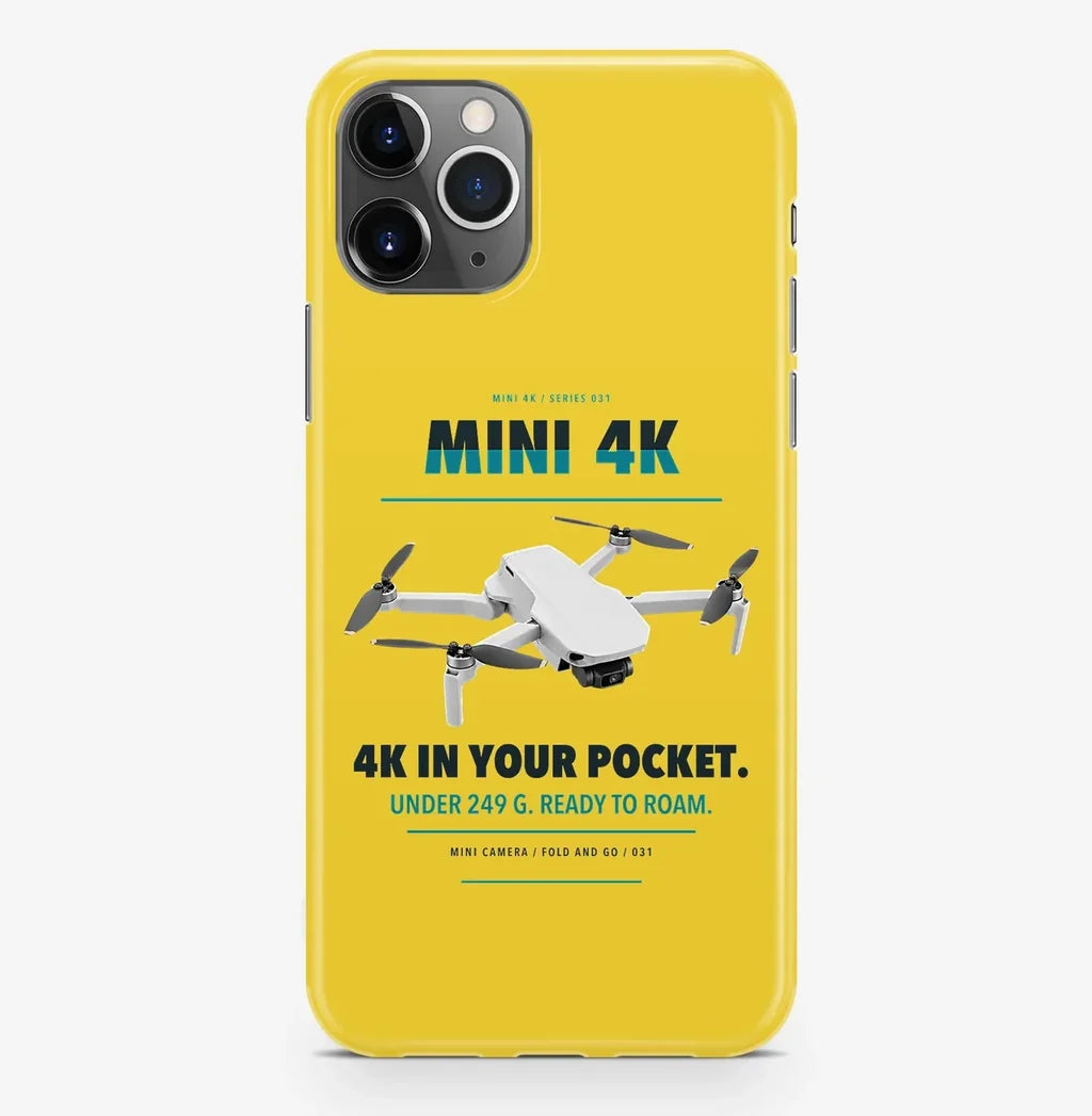 DJI Mini 4K Case ProMax design on yellow iphone case promax
