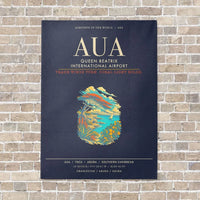 Thumbnail for Queen Beatrix International Airport AUA - Canvas Framed - Navy Blue